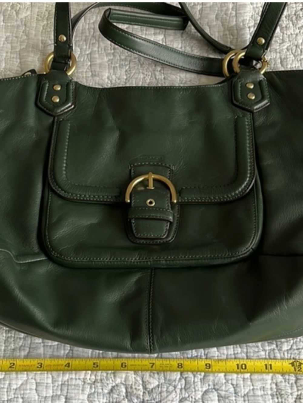 Forest Green Coach Shoulder Bag